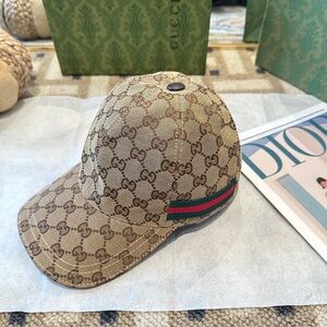 Gucci GG Monogram Web Stripe Canvas Baseball Cap